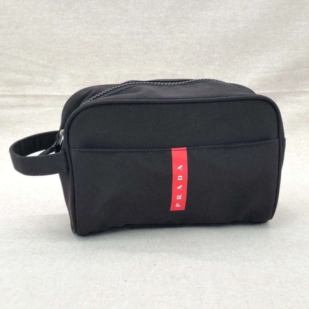 Prada Luna Rossa Ocean Pouch Charcoal Black Travel Toiletry Bag